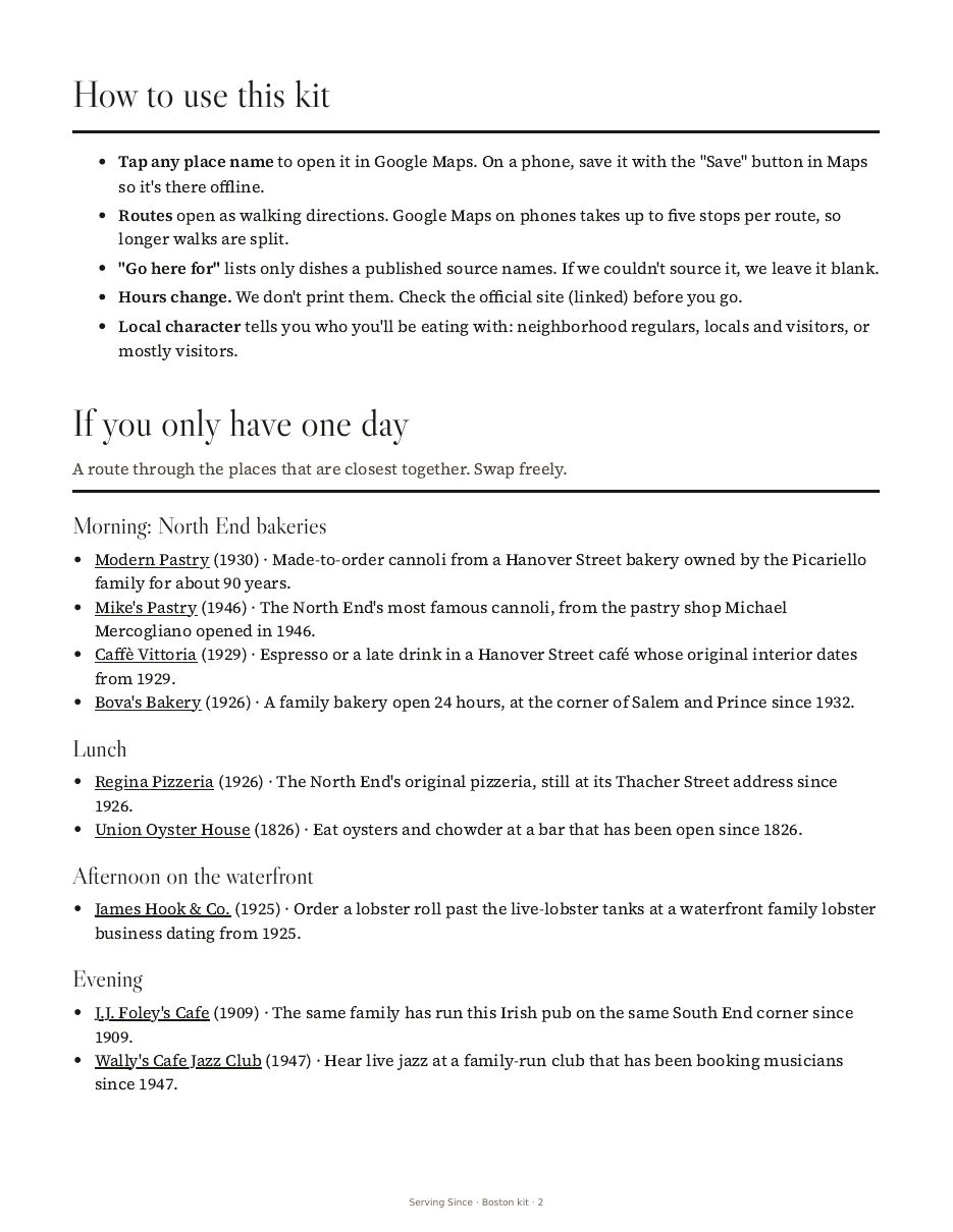 Sample page: the one-day plan